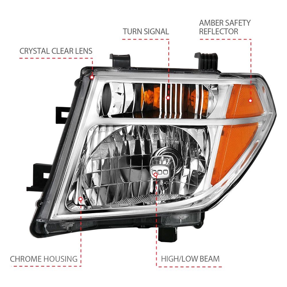 Fits NISSAN FRONTIER 05-08 / PATHFINDER 05-07 CRYSTAL HEADLIGHTS CHROME (OE TYPE REPLACEMENT) - Image 2