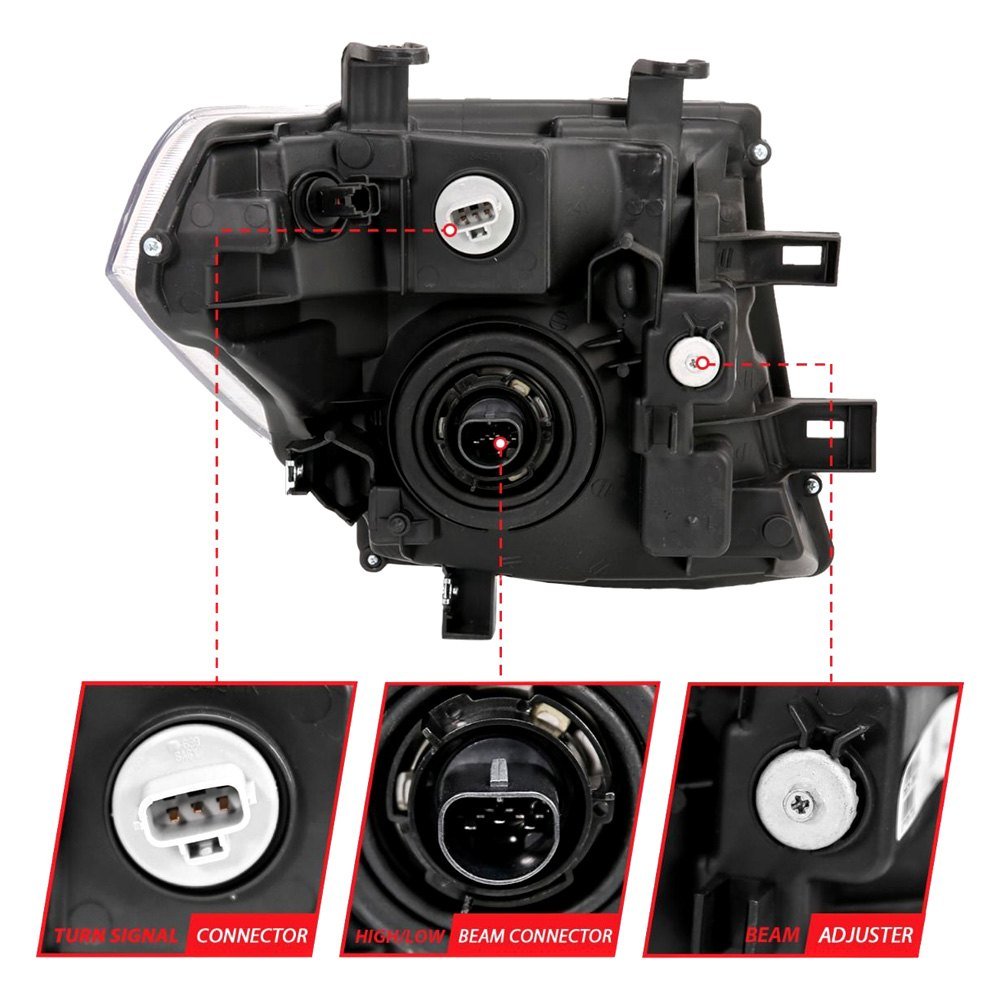 Fits NISSAN FRONTIER 05-08 / PATHFINDER 05-07 CRYSTAL HEADLIGHTS CHROME (OE TYPE REPLACEMENT) - Image 4