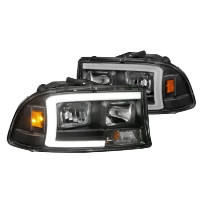 Fits DODGE DAKOTA 97-04 / DURANGO 98-03 CRYSTAL PLANK STYLE HEADLIGHTS BLACK