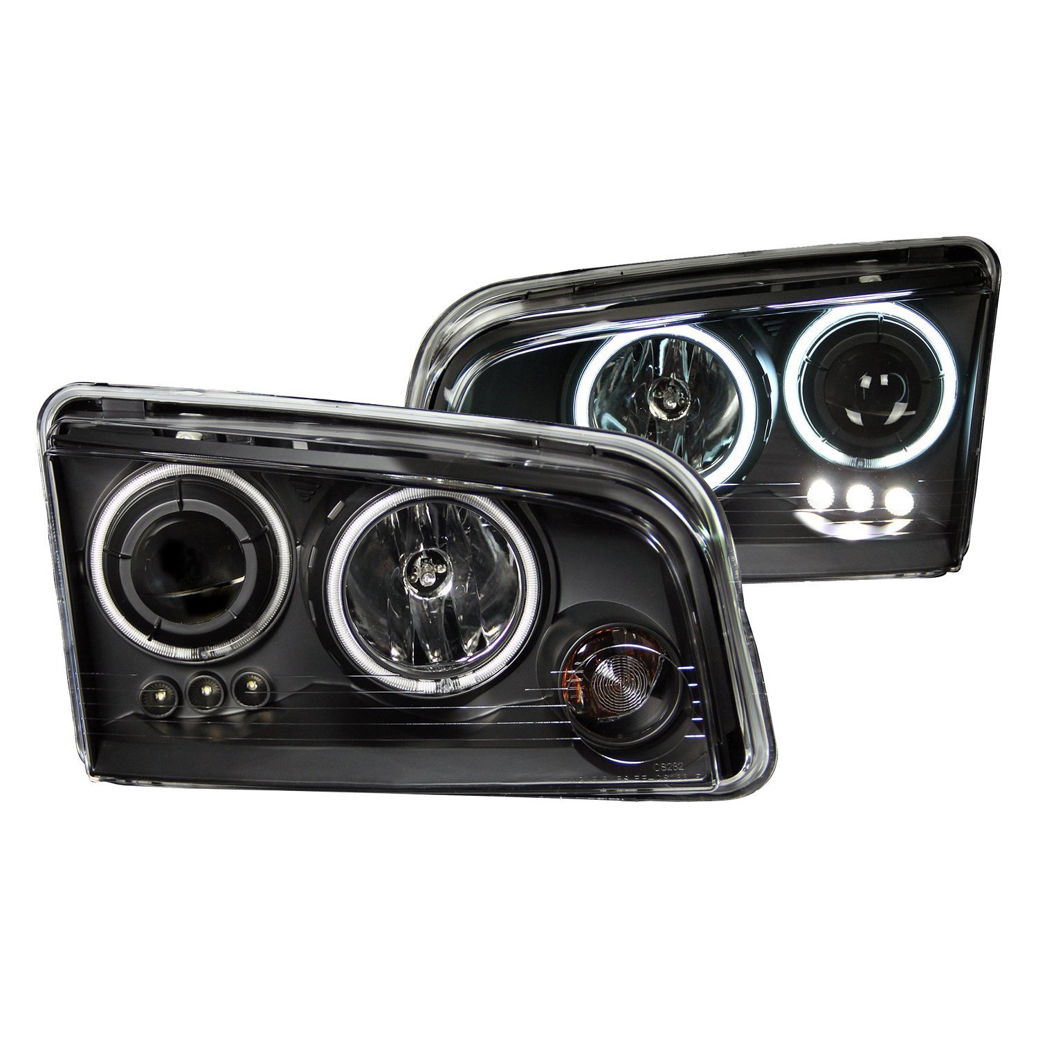 Fits DODGE CHARGER 06-10 PROJECTOR HALO HEADLIGHTS BLACK W/ RX HALO (FOR HALOGEN MODELS ONLY)