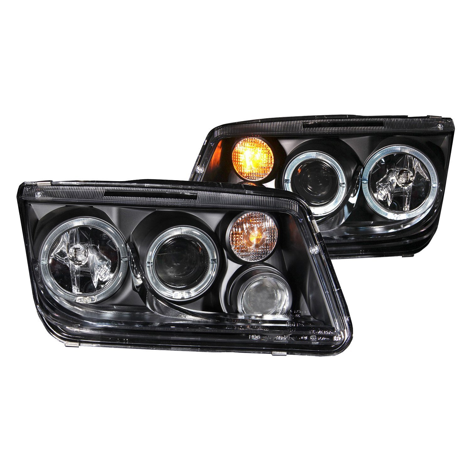 Fits VOLKSWAGEN JETTA 99-05 PROJECTOR HALO HEADLIGHTS BLACK W/ FOG LIGHTS