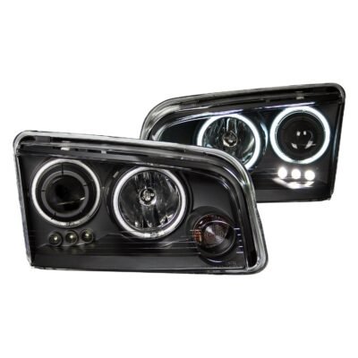 Fits DODGE CHARGER 06-10 PROJECTOR HALO HEADLIGHTS BLACK (FOR HALOGEN MODELS ONLY)