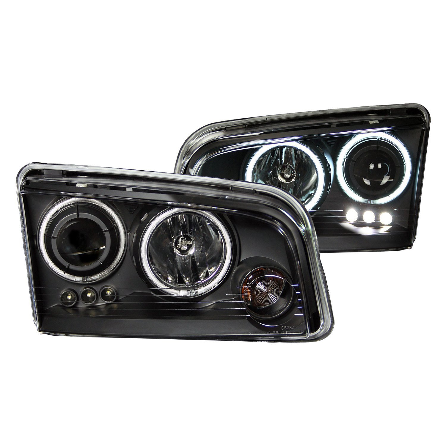 Fits DODGE CHARGER 06-10 PROJECTOR HALO HEADLIGHTS BLACK (FOR HALOGEN MODELS ONLY)