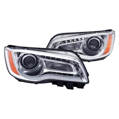 Fits CHRYSLER 300 11-14 PROJECTOR PLANK STYLE HEADLIGHTS CHROME (FOR HALOGEN ONLY)