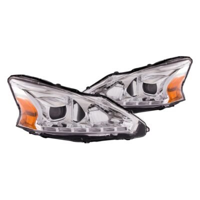 Fits NISSAN ALTIMA 13-15 4DR PROJECTOR PLANK STYLE HEADLIGHTS CHROME (FOR HALOGEN MODELS)