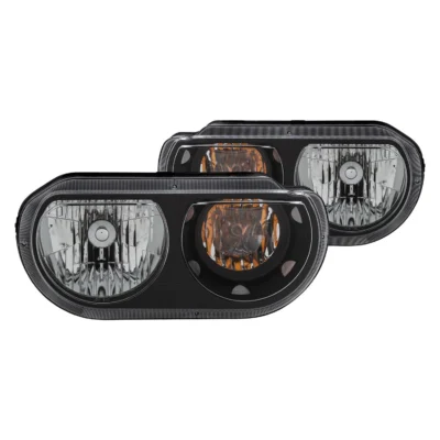 Fits DODGE CHALLENGER 08-14 CRYSTAL HEADLIGHTS BLACK