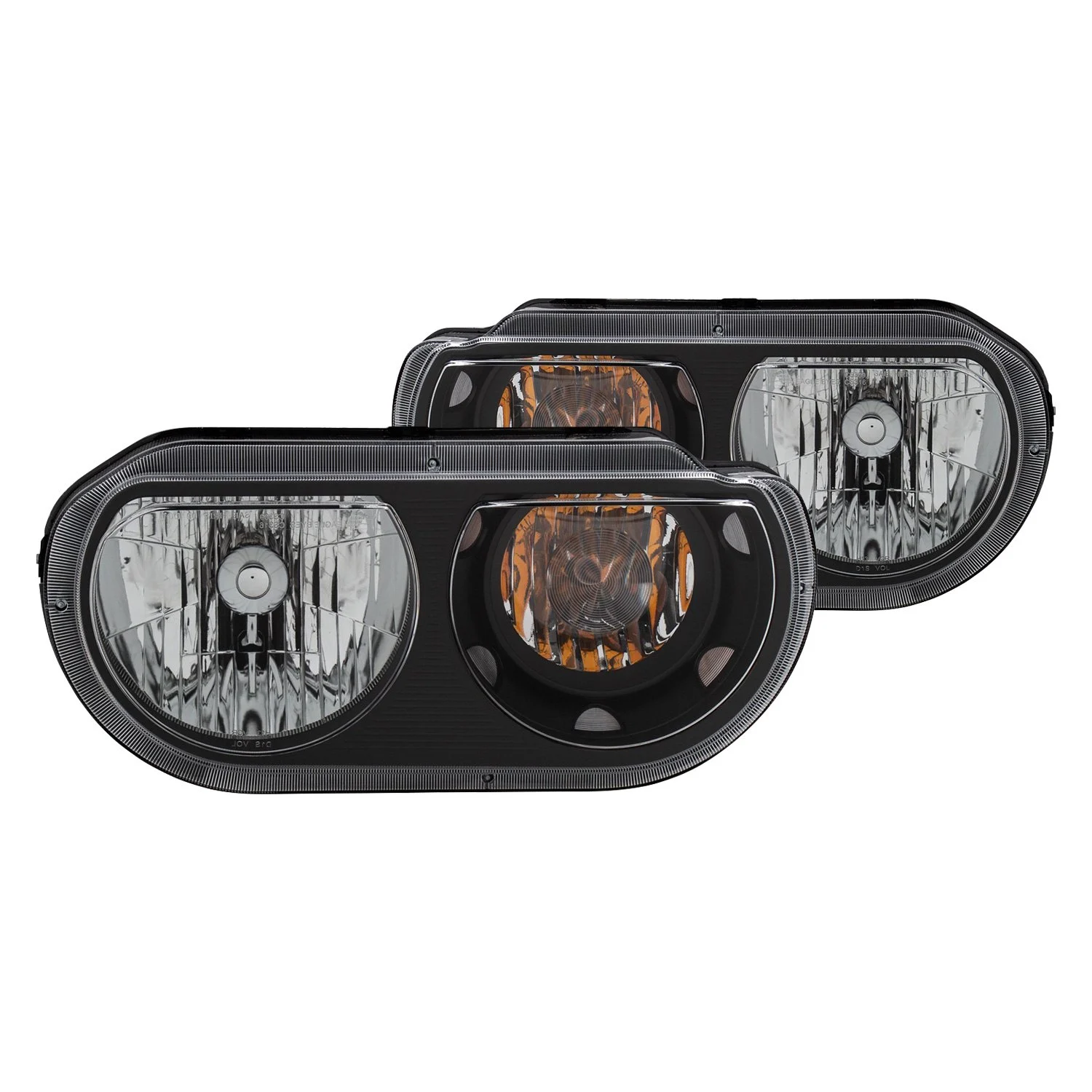 Fits DODGE CHALLENGER 08-14 CRYSTAL HEADLIGHTS BLACK
