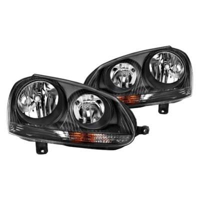 Fits VOLKSWAGEN JETTA 05.5-10 / RABBIT/GTI 06-09 CRYSTAL HEADLIGHT BLACK (FOR HALOGEN MODELS)