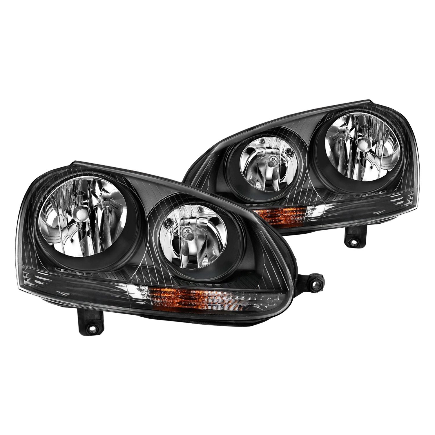 Fits VOLKSWAGEN JETTA 05.5-10 / RABBIT/GTI 06-09 CRYSTAL HEADLIGHT BLACK (FOR HALOGEN MODELS)