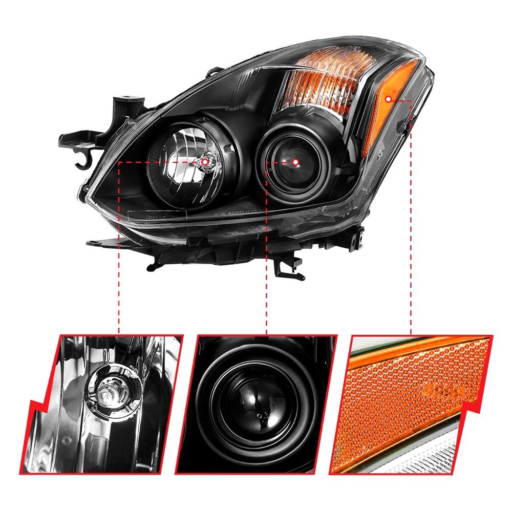 Fits NISSAN ALTIMA 10-13 2DR/COUPE PROJECTOR HEADLIGHTS BLACK (FOR HALOGEN MODELS ONLY) - Image 3