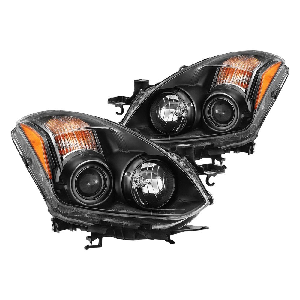 Fits NISSAN ALTIMA 10-13 2DR/COUPE PROJECTOR HEADLIGHTS BLACK (FOR HALOGEN MODELS ONLY)