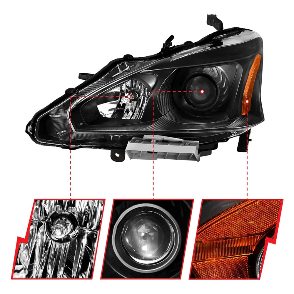 Fits NISSAN ALTIMA 13-15 4DR PROJECTOR HEADLIGHTS BLACK (FOR HALOGEN MODELS ONLY) - Image 3