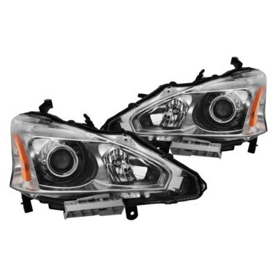 Fits NISSAN ALTIMA 13-15 4DR PROJECTOR HEADLIGHTS CHROME (FOR HALOGEN MODELS ONLY)
