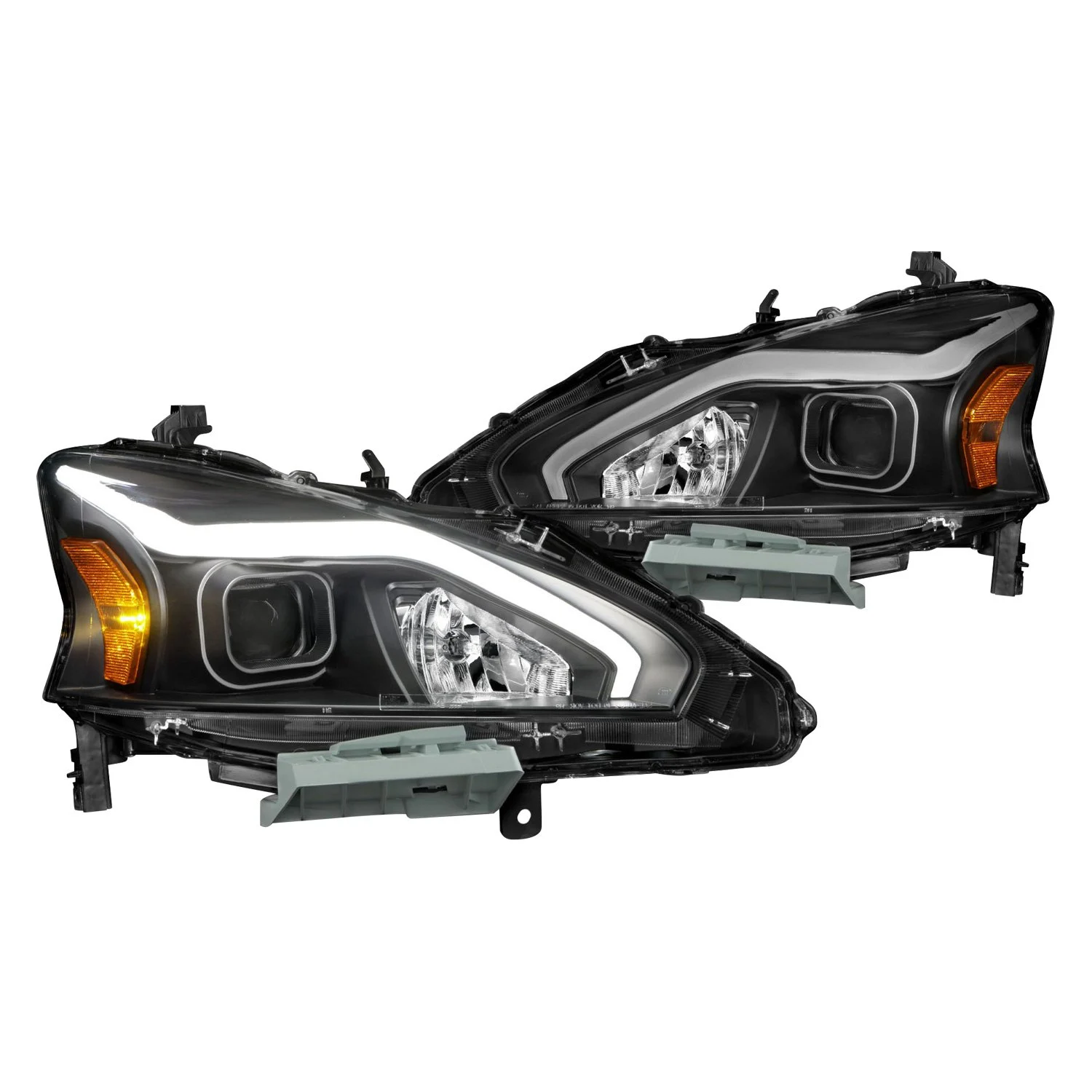 Fits NISSAN ALTIMA 13-15 4DR PROJECTOR LIGHT BAR G2 HEADLIGHTS BLACK (FOR HALOGEN MODELS ONLY)