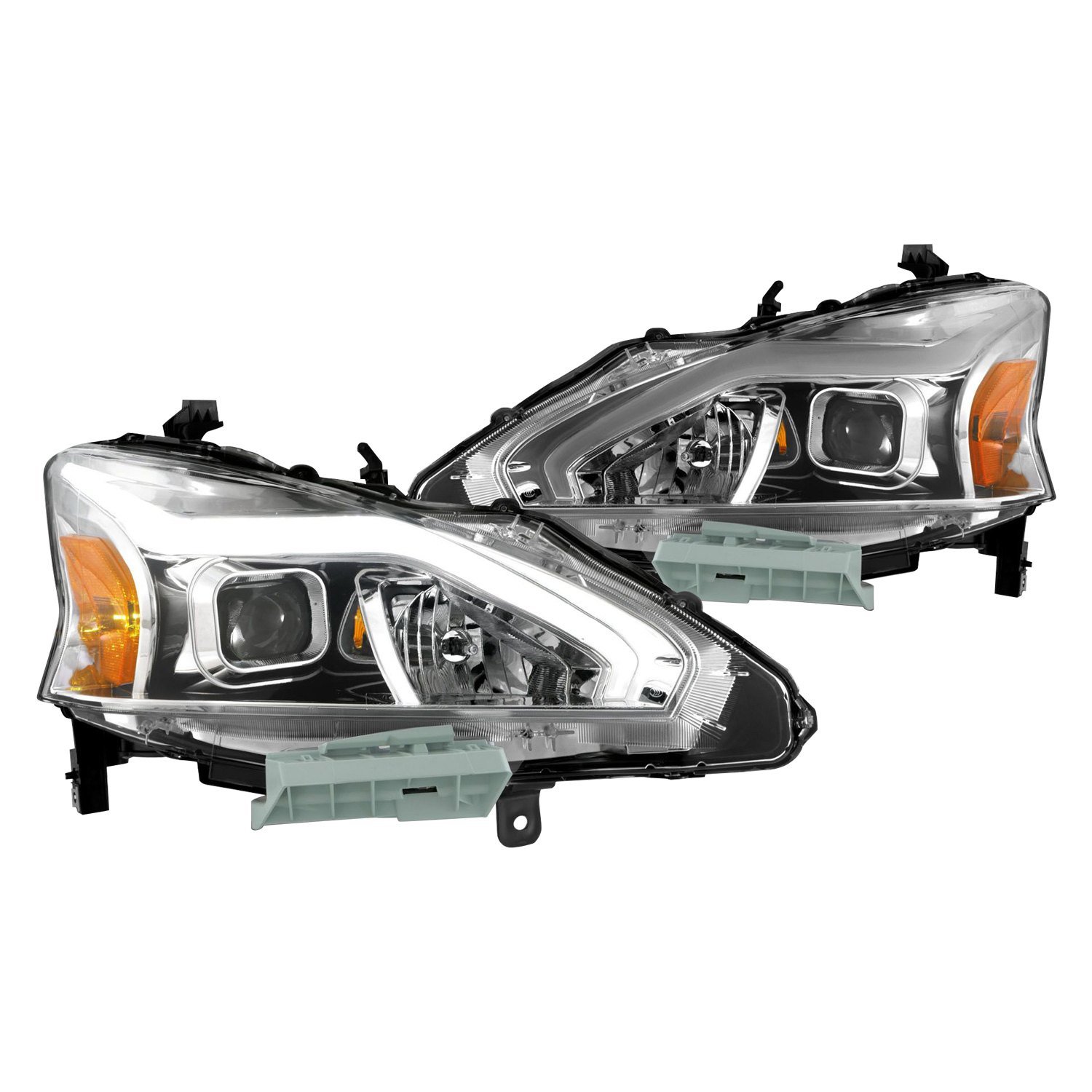 Fits NISSAN ALTIMA 13-15 4DR PROJECTOR LIGHT BAR G2 HEADLIGHTS CHROME (FOR HALOGEN MODELS ONLY)