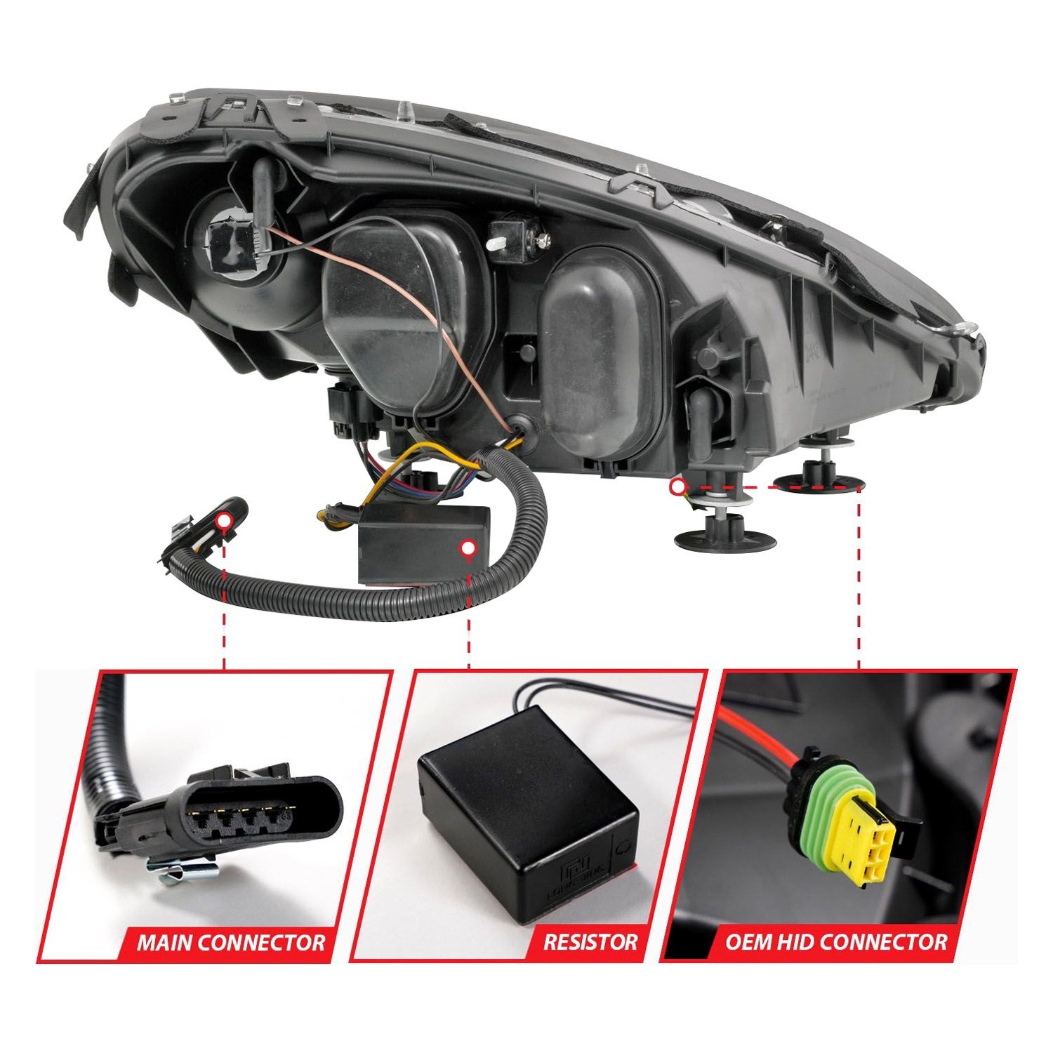 Fits CHEVY CORVETTE 05-13 PROJECTOR SEQUENTIAL PLANK STYLE HEADLIGHTS BLACK(W/ DRL)(NO HID KIT) - Image 2