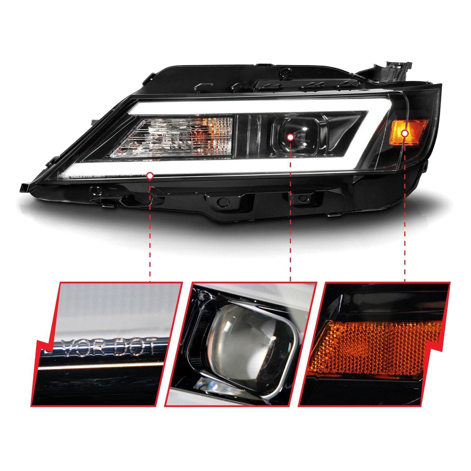 Fits CHEVY IMPALA 14-20 PROJECTOR LIGHT BAR STYLE HEADLIGHTS BLACK (FOR HALOGEN MODELS ONLY) - Image 4