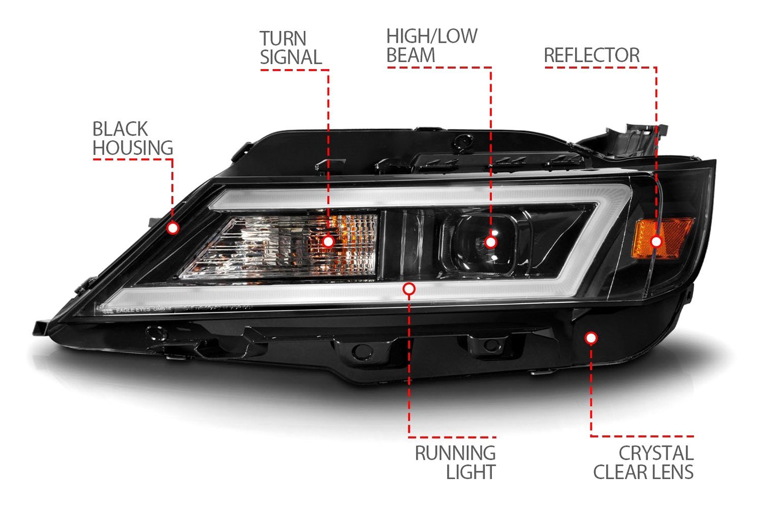 Fits CHEVY IMPALA 14-20 PROJECTOR LIGHT BAR STYLE HEADLIGHTS BLACK (FOR HALOGEN MODELS ONLY) - Image 3