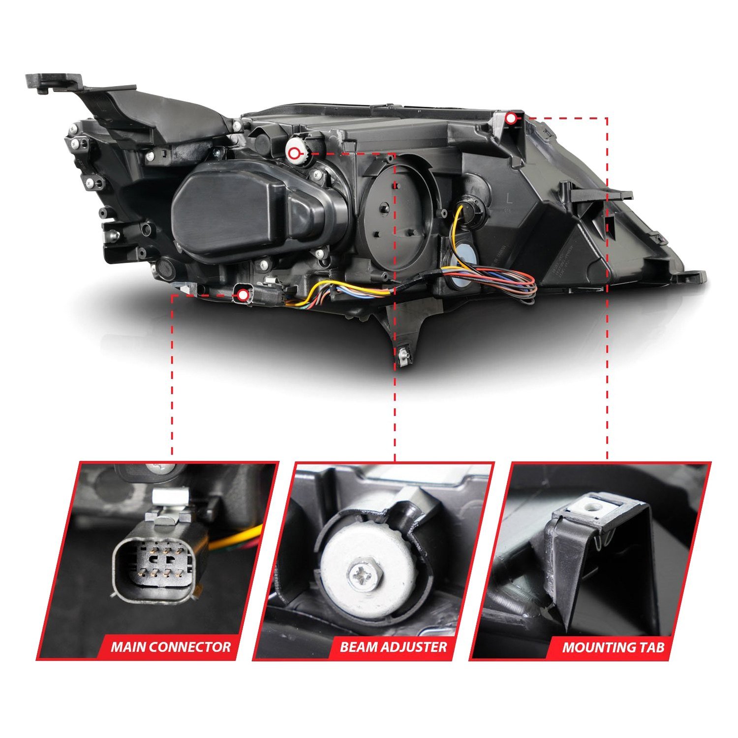 Fits CHEVY IMPALA 14-20 PROJECTOR LIGHT BAR STYLE HEADLIGHTS BLACK (FOR HALOGEN MODELS ONLY) - Image 2