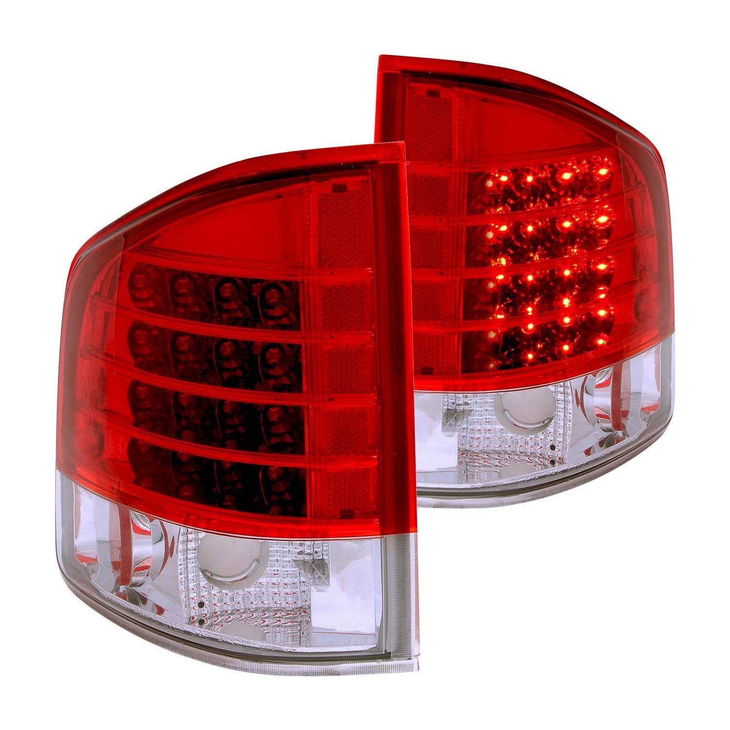 Fits CHEVY S-10 / GMC SONOMA 94-04 LED TAIL LIGHTS CHROME RED/CLEAR LENS