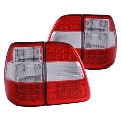 Fits TOYOTA LAND CRUISER FJ100 98-05 LED TAIL LIGHTS G2 CHROME RED/CLEAR LENS 2PC