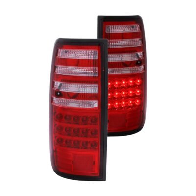 Fits TOYOTA LAND CRUISER FJ82 91-97 LED TAIL LIGHTS CHROME RED/CLEAR LENS