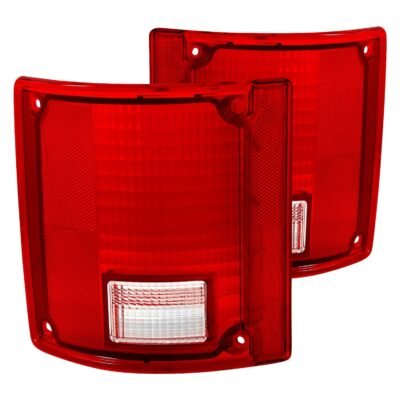 Fits CHEVY BLAZER 78-91 / GMC JIMMY 83-91 TAIL LIGHT LENS RED/CLEAR W/O CHROME TRIM (OE TYPE)
