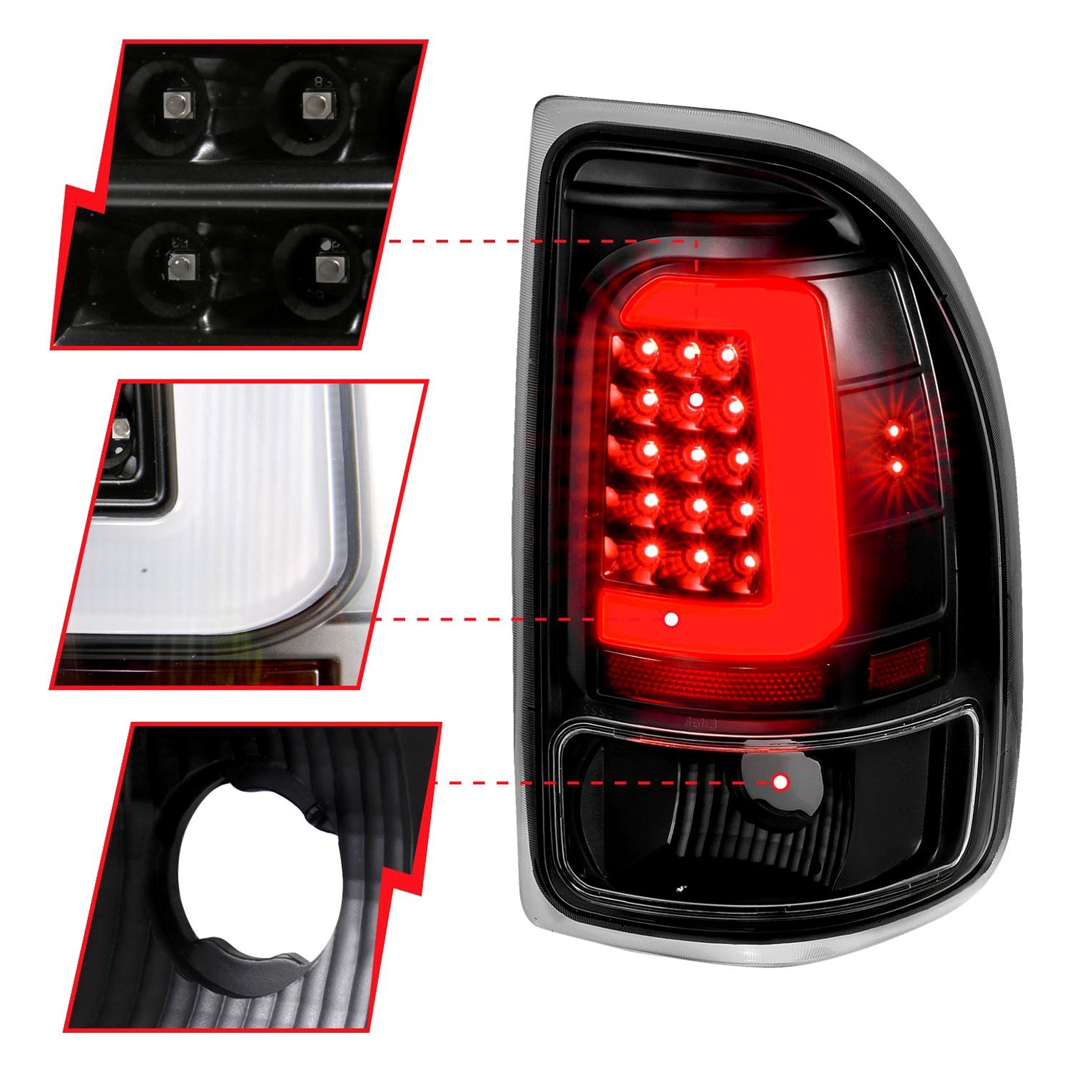 Fits DODGE DAKOTA 97-04 LED BAR STYLE TAIL LIGHTS BLACK - Image 5