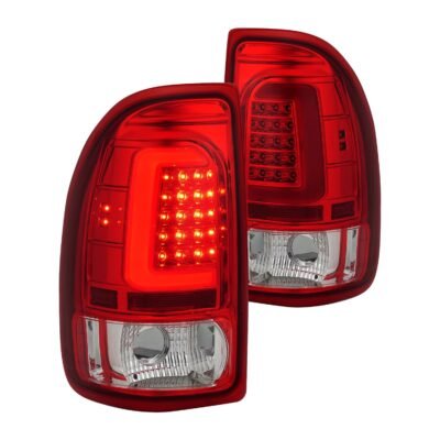Fits DODGE DAKOTA 97-04 LED BAR STYLE TAIL LIGHTS CHROME RED/CLEAR LENS
