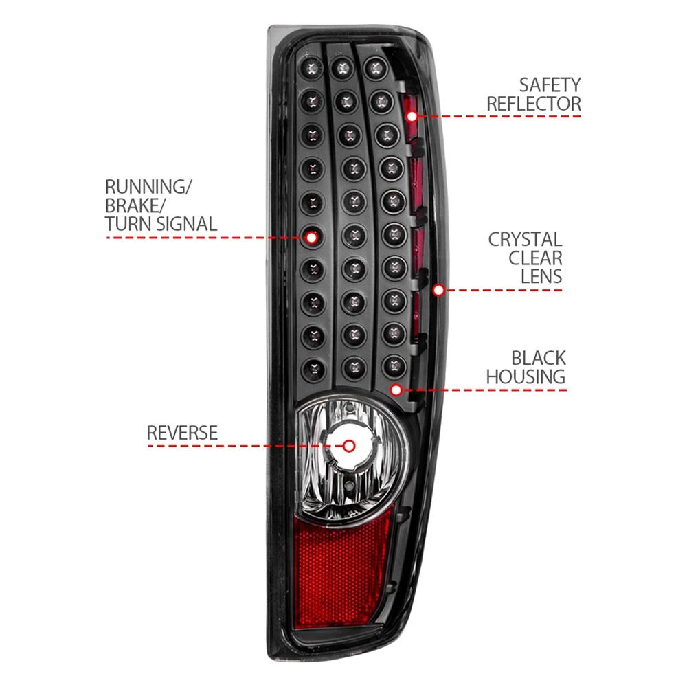 Fits CHEVY COLORADO 04-12 / GMC CANYON 04-12 LED TAIL LIGHTS BLACK CLEAR LENS - Image 2