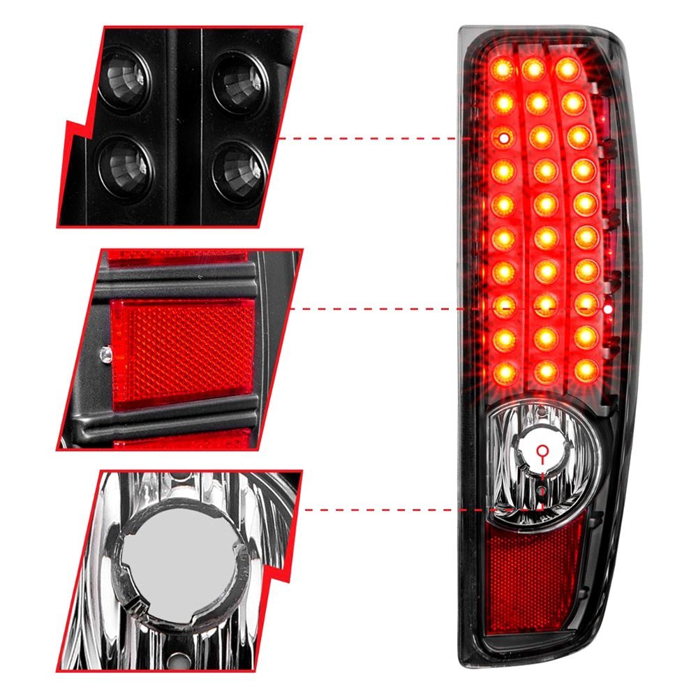Fits CHEVY COLORADO 04-12 / GMC CANYON 04-12 LED TAIL LIGHTS BLACK CLEAR LENS - Image 5