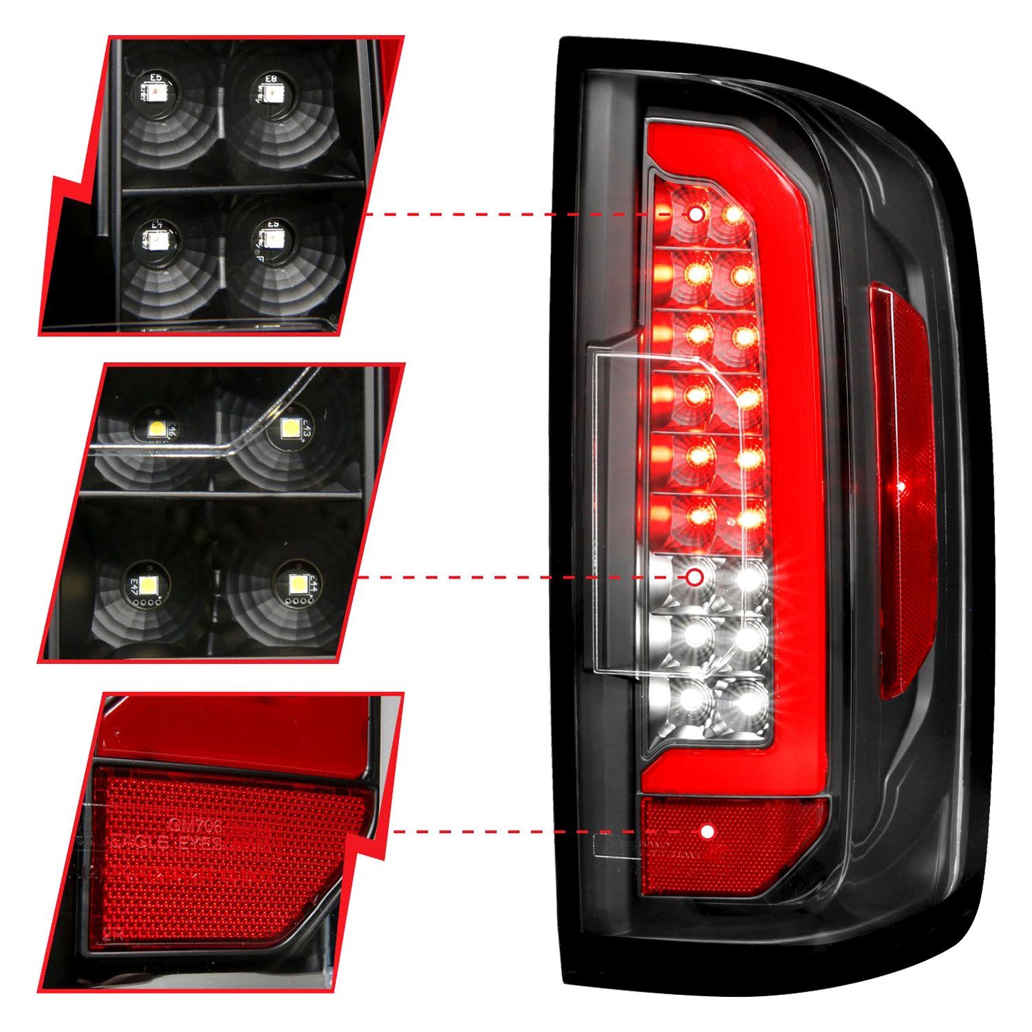 Fits CHEVY COLORADO 15-22 FULL LED LIGHT BAR STYLE TAIL LIGHTS BLACK CLEAR LENS - Image 5