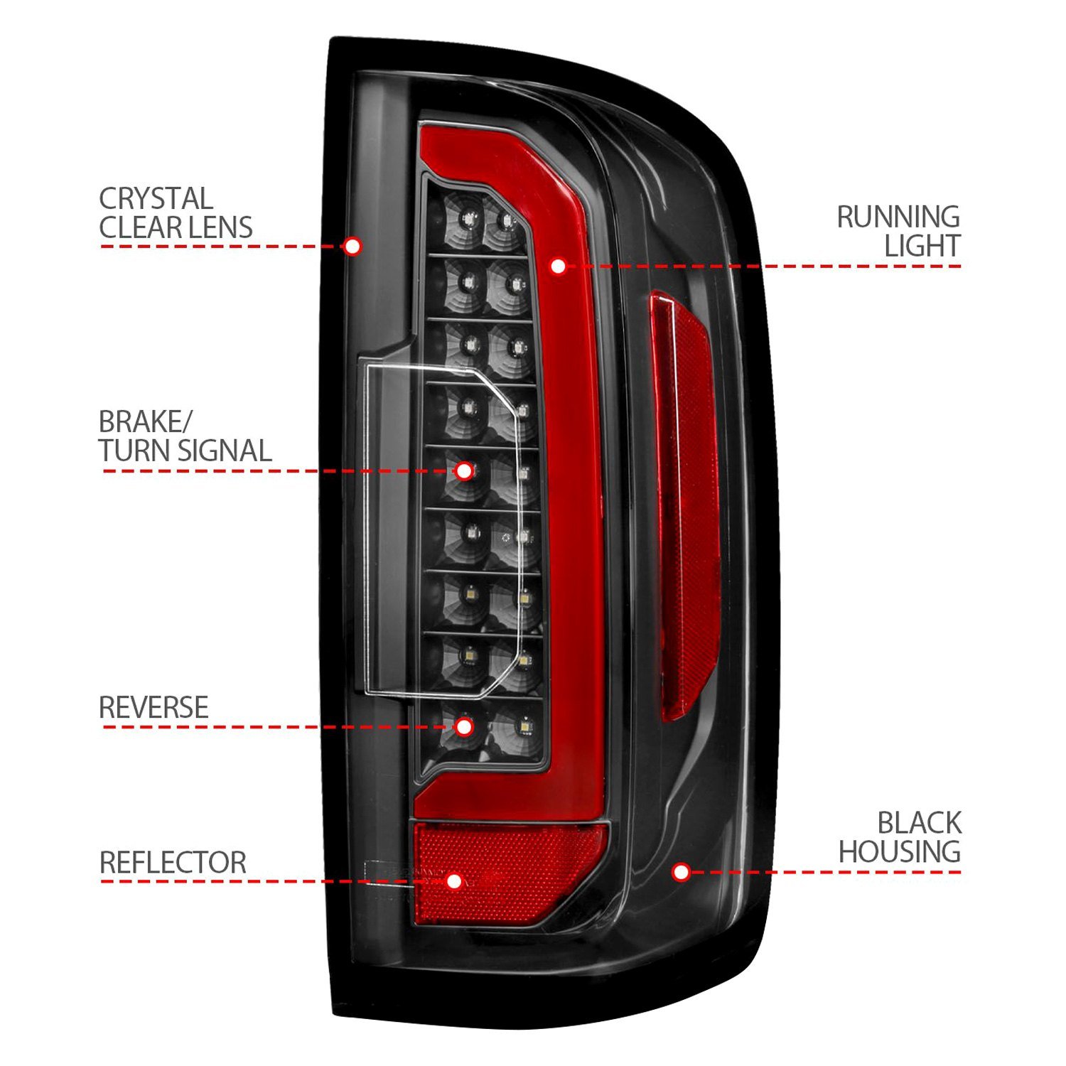 Fits CHEVY COLORADO 15-22 FULL LED LIGHT BAR STYLE TAIL LIGHTS BLACK CLEAR LENS - Image 2