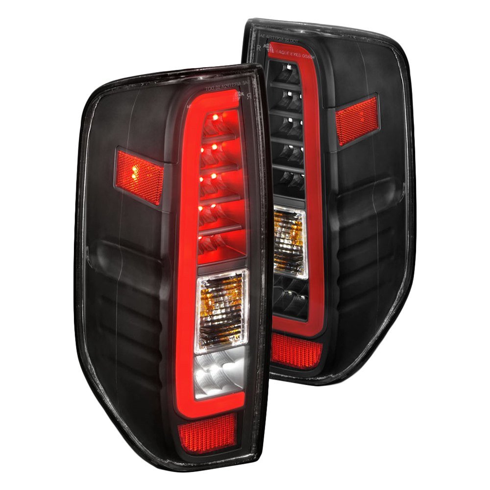 Fits NISSAN FRONTIER 05-21 / SUZUKI EQUATOR 09-12 LED C BAR TAIL LIGHTS BLACK CLEAR LENS
