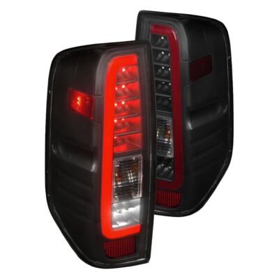 Fits NISSAN FRONTIER 05-21 / SUZUKI EQUATOR 09-12 LED C BAR TAIL LIGHTS BLACK SMOKE LENS