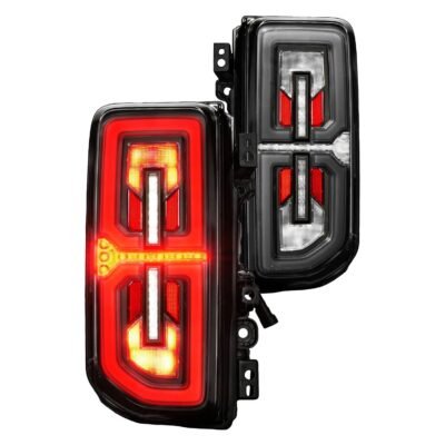 Fits FORD BRONCO 21-26 FULL LED TAIL LIGHTS BLACK HOUSING CLEAR LENS W/ SEQUENTIAL SIGNAL