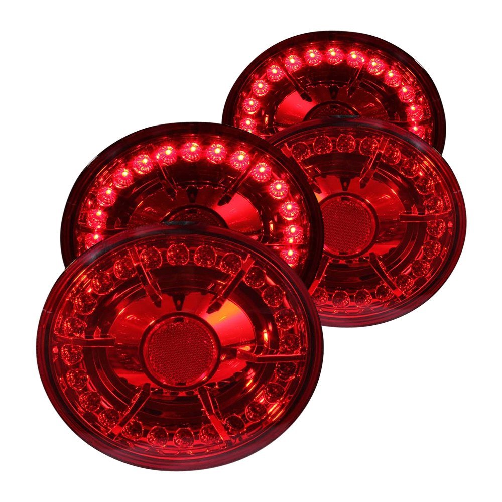 Fits CHEVY CORVETTE 05-13 / CORVETTE Z06 06-13 LED TAIL LIGHTS CHROME RED LENS