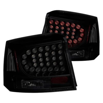 Fits DODGE CHARGER 06-08 LED TAIL LIGHTS BLACK DARK SMOKE LENS