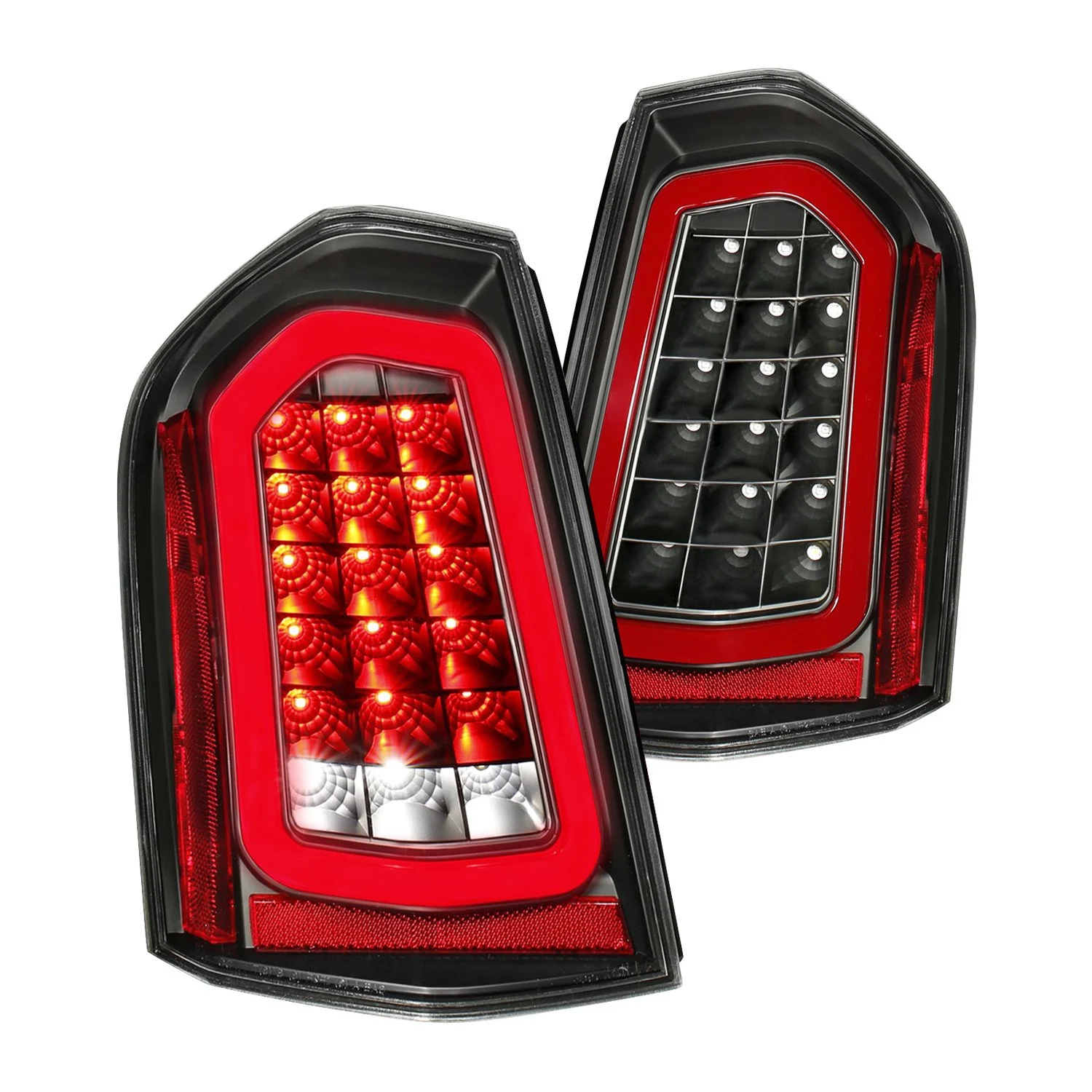 Fits 11-14 CHRYSLER 300 LED TAIL LIGHTS BLACK W/ SEQUENTIAL SIGNAL