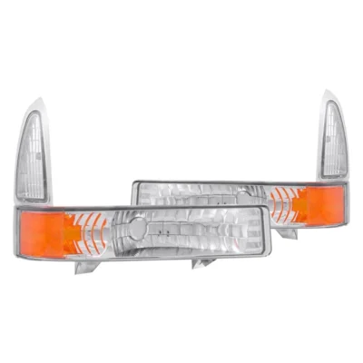 Fits FORD EXCURSION 00-04 / SUPERDUTY 99-04 EURO PARKING/SIGNAL LIGHTS CHROME AMBER
