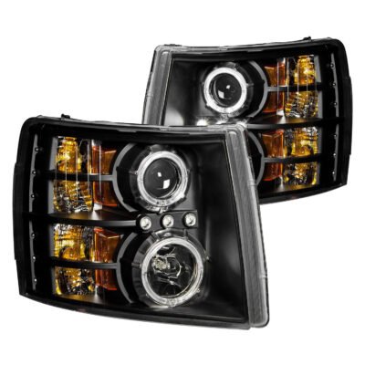 Fits CHEVY SILVERADO 1500 07-13 / 2500HD/3500HD 07-14 PROJECTOR HALO HEADLIGHTS BLACK