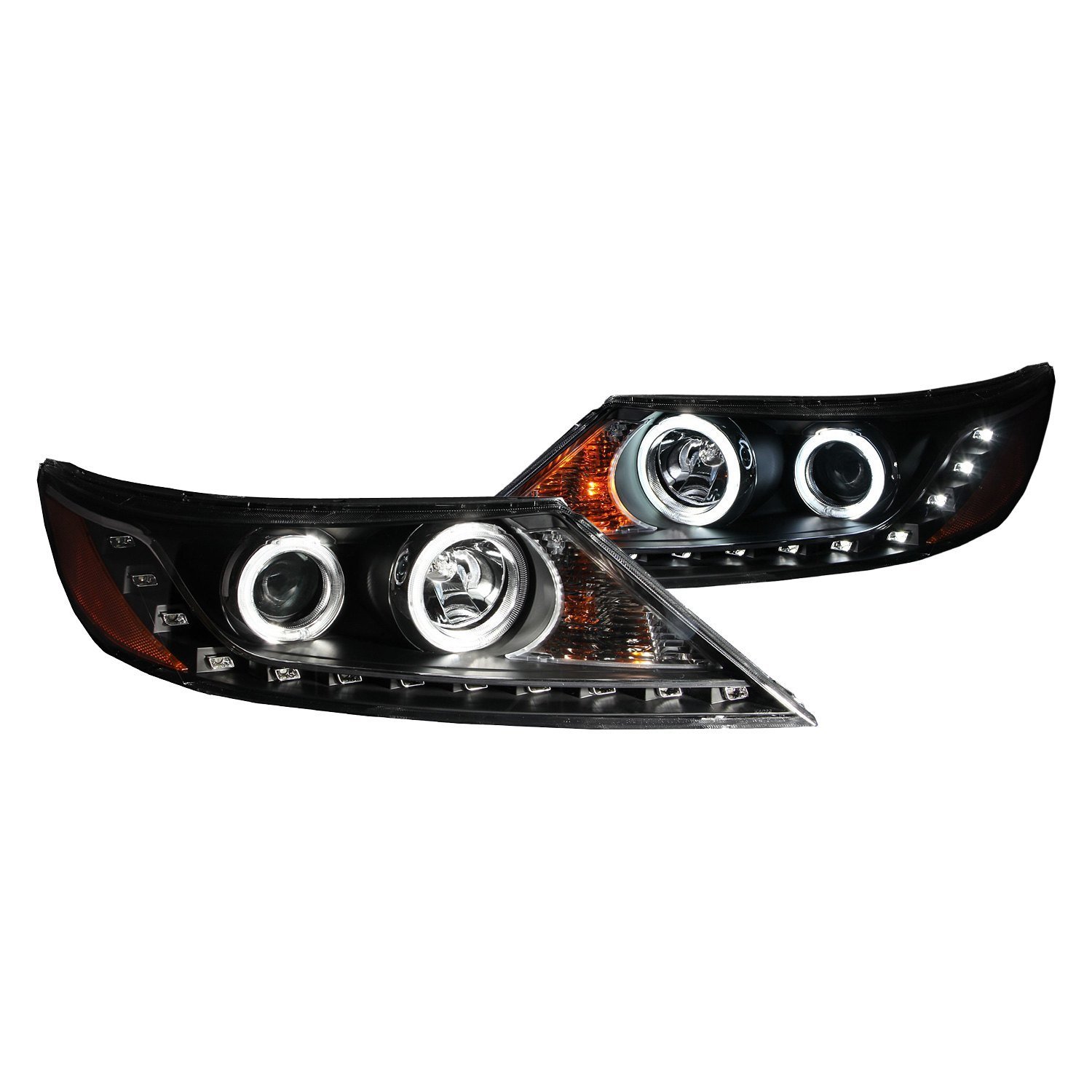 Fits KIA SORENTO 11-13 PROJECTOR HEADLIGHTS BLACK W/ RX HALO