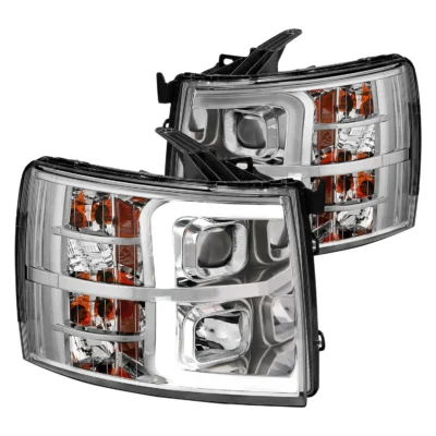 Fits CHEVY SILVERADO 1500 07-13 / 2500HD/3500HD 07-14 PROJECTOR PLANK HEADLIGHTS CHROME