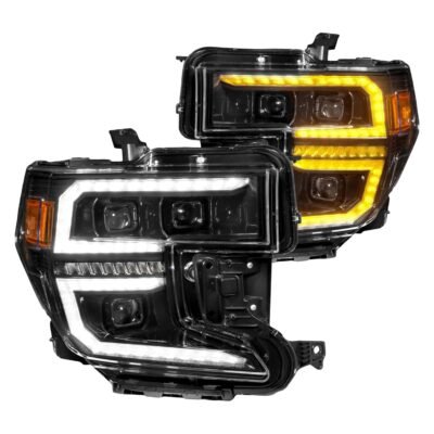 Fits GMC SIERRA 1500 19-21 FULL LED PROJECTOR PLANK HEADLIGHTS BLACK W/ INITIATION & SEQUENTIAL