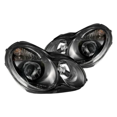 Fits MBZ C CLASS W203 4DR C230/C240/C280/C320 01-07 PROJECTOR HEADLIGHTS BLACK CLEAR