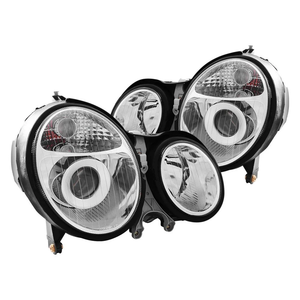 Fits MBZ E CLASS E320/E430/E55 AMG W210 00-02 PROJECTOR HEADLIGHTS CHROME CLEAR