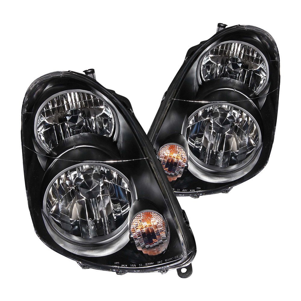Fits INFINITI G35 03-05 4DR CRYSTAL HEADLIGHTS BLACK