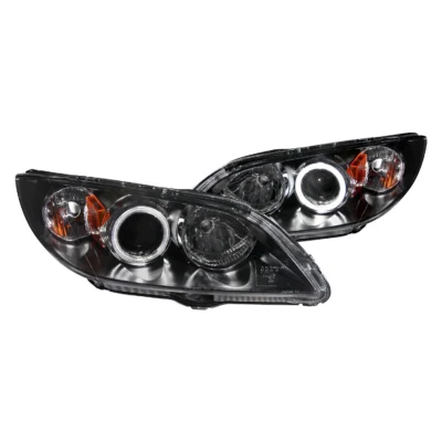 Fits MAZDA 3 04-08 4DR PROJECTOR HEADLIGHTS BLACK W/ RX HALO