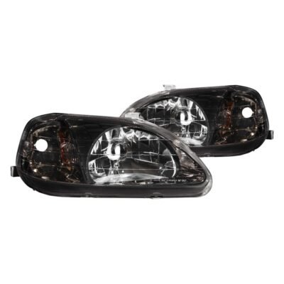 Fits HONDA CIVIC 99-00 CRYSTAL HEADLIGHTS GUN METAL