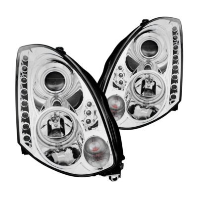 Fits INFINITI G35 03-07 2DR PROJECTOR HEADLIGHTS CHROME W/ RX HALO (FOR HID, HID KIT NOT INCLUDED)